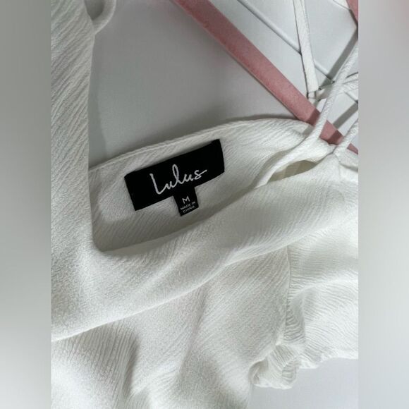 Lulu's Dress White Mini Off The Shoulder Criss Cross Summer Dress Size M - Picture 5 of 14